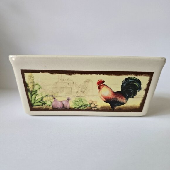 Nantucket Stoneware Mini Loaf Rooster-Themed Rectangular Baking Dish - Picture 5 of 15